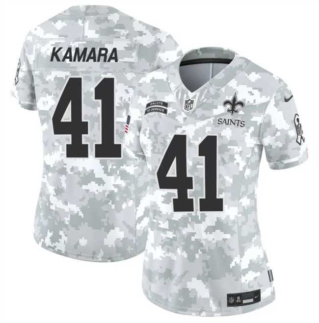 Women%27s New Orleans Saints #41 Alvin Kamara 2024 F.U.S.E Arctic Camo Salute To Service Limited Stitched Jersey Dzhi->new orleans saints->NFL Jersey